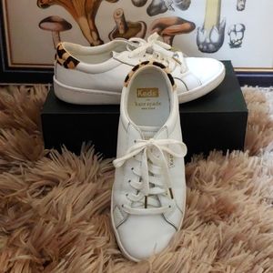 Keds for Kate Spade, 5 1/2M, White leather/ leopard